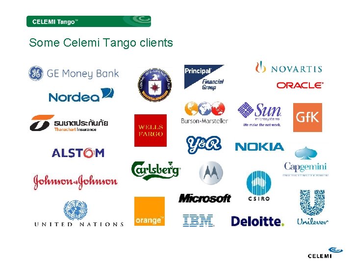 Some Celemi Tango clients 