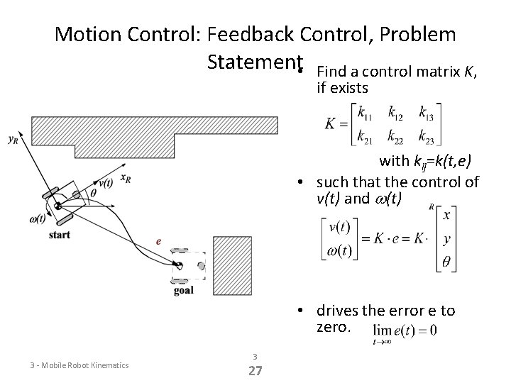 Motion Control: Feedback Control, Problem Statement • Find a control matrix K, if exists