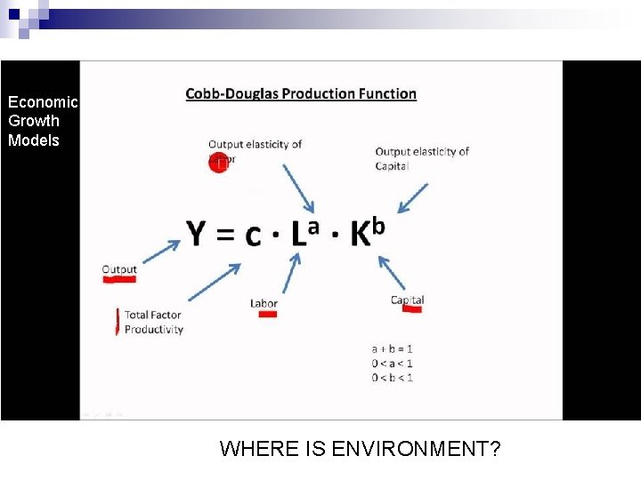 Economic Growth Models WHERE IS ENVIRONMENT? 