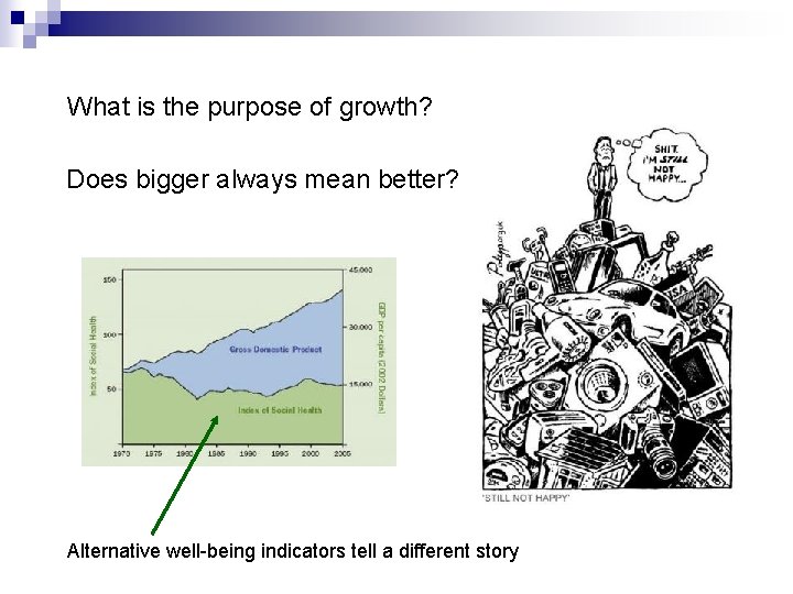 What is the purpose of growth? Does bigger always mean better? Alternative well-being indicators