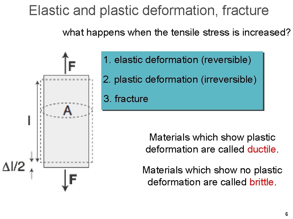 Elastic and plastic deformation, fracture what happens when the tensile stress is increased? 1.