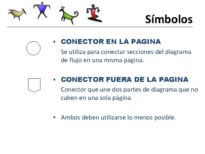 Símbolos • CONECTOR EN LA PAGINA Se utiliza para conectar secciones del diagrama de