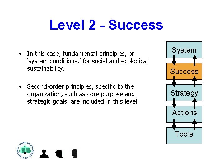 Level 2 - Success • In this case, fundamental principles, or ‘system conditions, ’