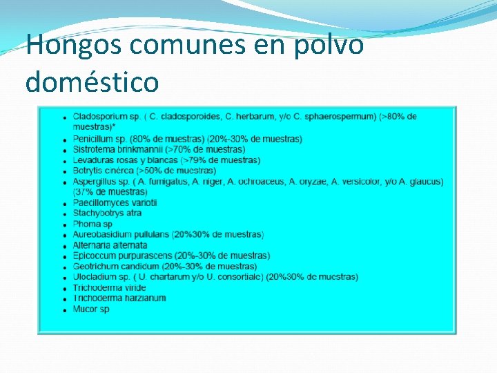 Hongos comunes en polvo doméstico 