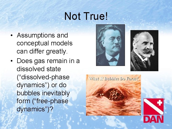 Not True! • Assumptions and conceptual models can differ greatly. • Does gas remain