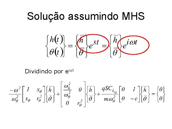 Solução assumindo MHS Dividindo por eiwt 