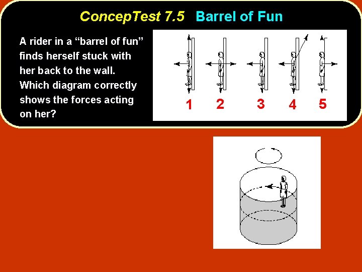 Concep. Test 7. 5 Barrel of Fun A rider in a “barrel of fun”