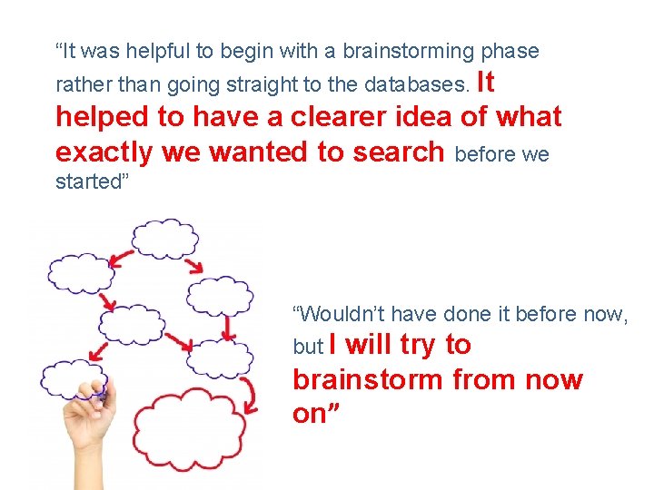 “It was helpful to begin with a brainstorming phase rather than going straight to