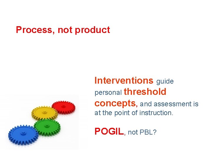 Process, not product Interventions guide personal threshold concepts, and assessment is at the point