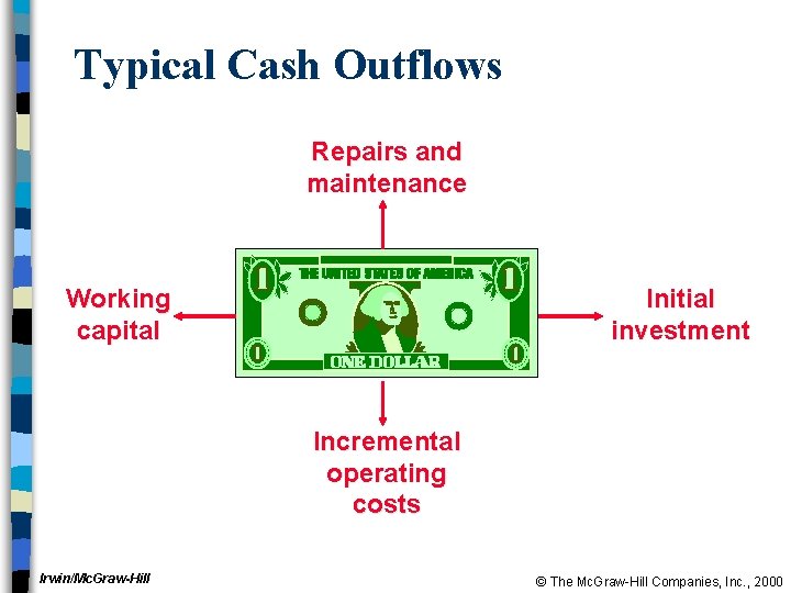 Typical Cash Outflows Repairs and maintenance Working capital Initial investment Incremental operating costs Irwin/Mc.