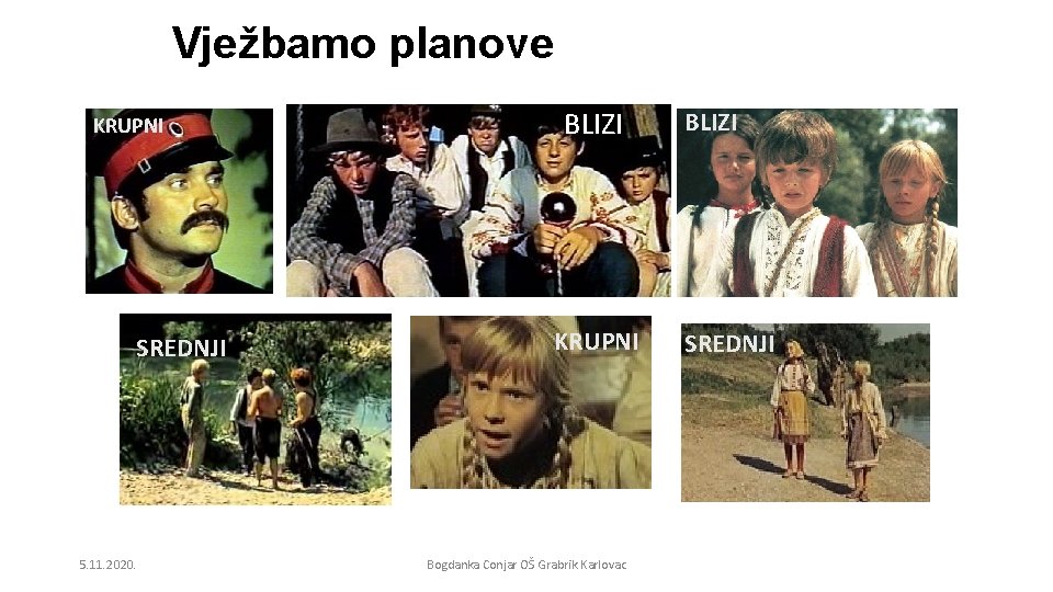 Vježbamo planove BLIZI KRUPNI blizi KRUPNI SREDNJI plan srednji kadar plošni 5. 11. 2020.