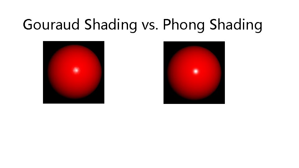 Gouraud Shading vs. Phong Shading Gouraud Shading vs. Phong Shading