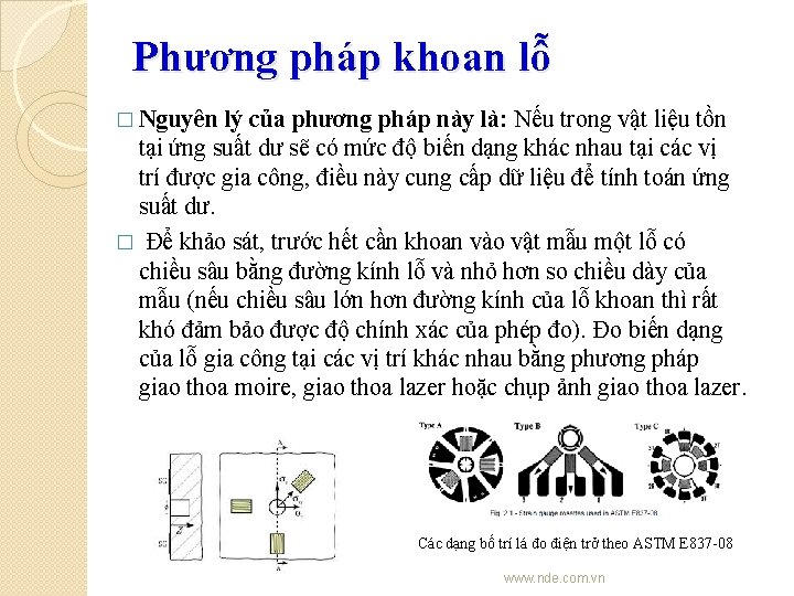 Phương pháp khoan lỗ � Nguyên lý của phương pháp này là: Nếu trong