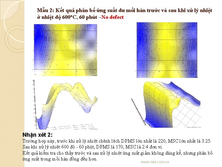 Mẫu 2: Kết quả phân bố ứng suất dư mối hàn trước và sau