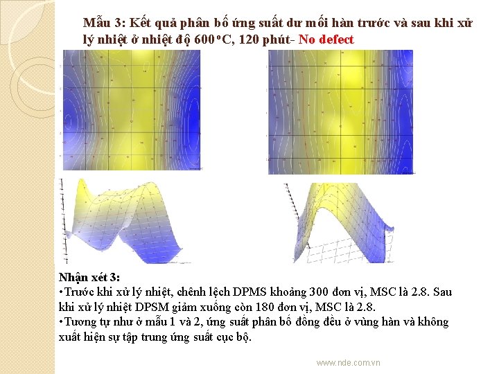 Mẫu 3: Kết quả phân bố ứng suất dư mối hàn trước và sau