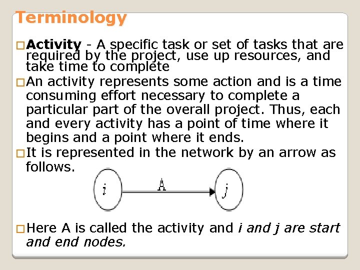 Terminology �Activity - A specific task or set of tasks that are required by