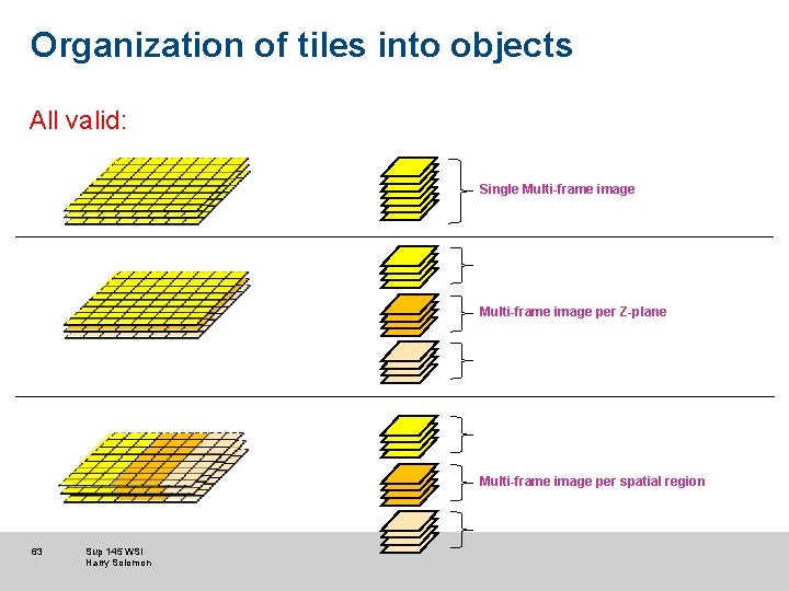 Organization of tiles into objects All valid: Single Multi-frame image per Z-plane Multi-frame image