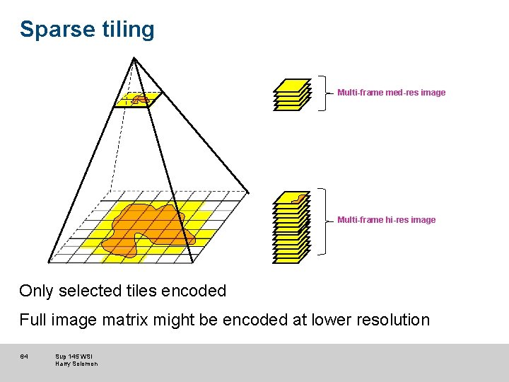 Sparse tiling Multi-frame med-res image Multi-frame hi-res image Only selected tiles encoded Full image