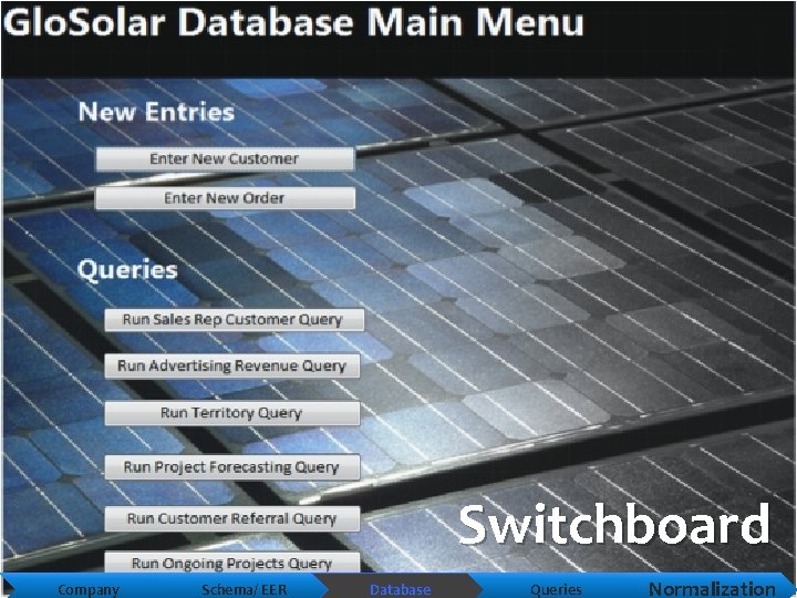 Switchboard Company Schema/ EER Database Queries Normalization 