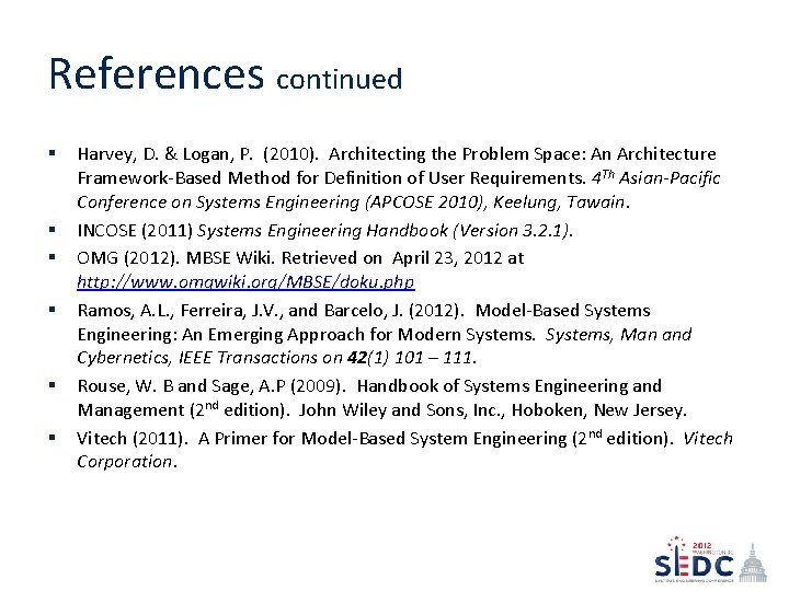 References continued § § § Harvey, D. & Logan, P. (2010). Architecting the Problem References continued § § § Harvey, D. & Logan, P. (2010). Architecting the Problem