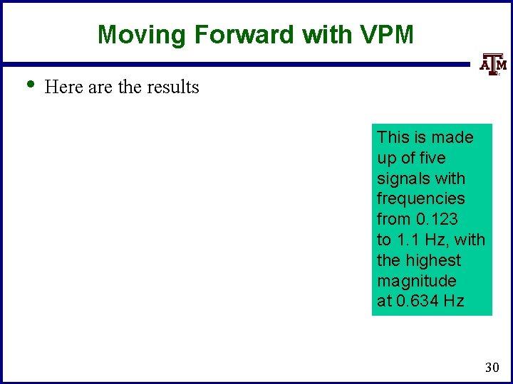 Moving Forward with VPM • Here are the results This is made up of