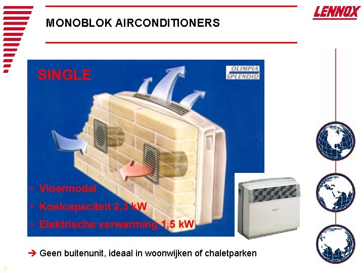 MONOBLOK AIRCONDITIONERS è Geen buitenunit, ideaal in woonwijken of chaletparken 2 