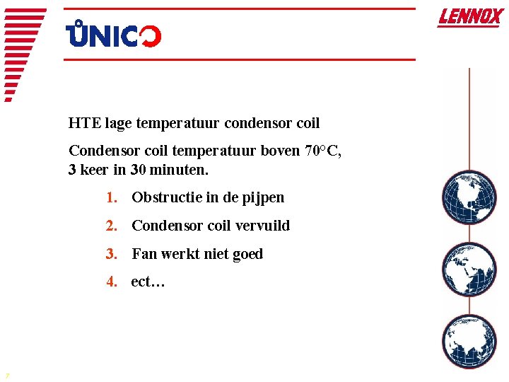 HTE lage temperatuur condensor coil Condensor coil temperatuur boven 70°C, 3 keer in 30