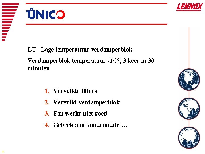 LT Lage temperatuur verdamperblok Verdamperblok temperatuur -1 C°, 3 keer in 30 minuten 1.