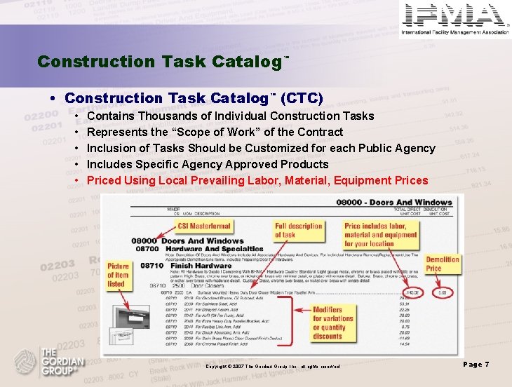 Construction Task Catalog ™ • Construction Task Catalog™ (CTC) • • • Contains Thousands