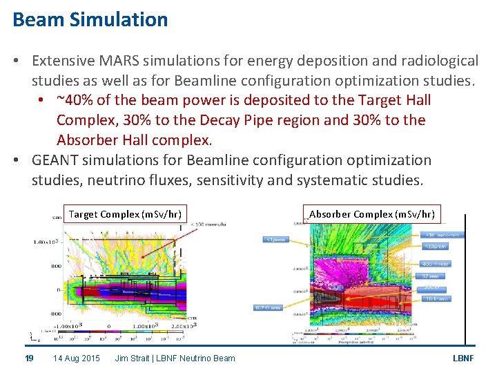 Beam Simulation • Extensive MARS simulations for energy deposition and radiological studies as well