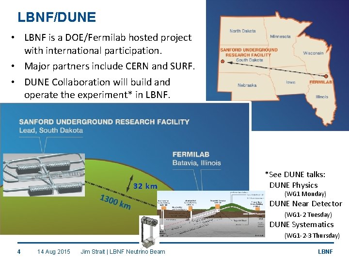 LBNF/DUNE • LBNF is a DOE/Fermilab hosted project with international participation. • Major partners