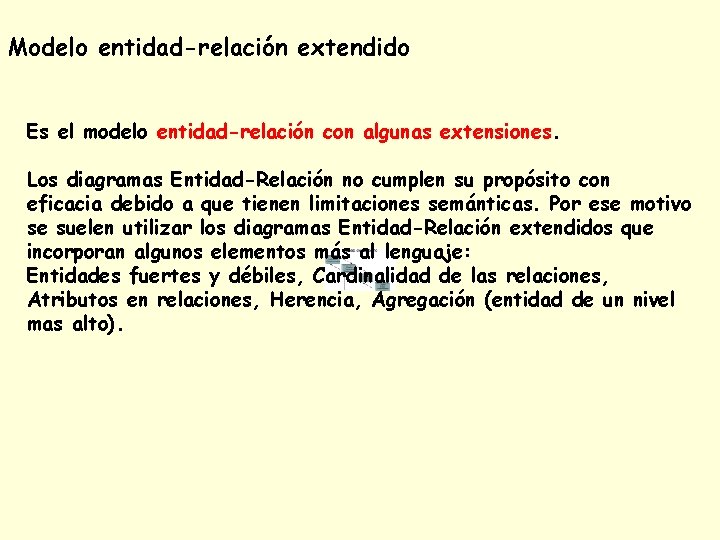 Modelo entidad-relación extendido Es el modelo entidad-relación con algunas extensiones. Los diagramas Entidad-Relación no