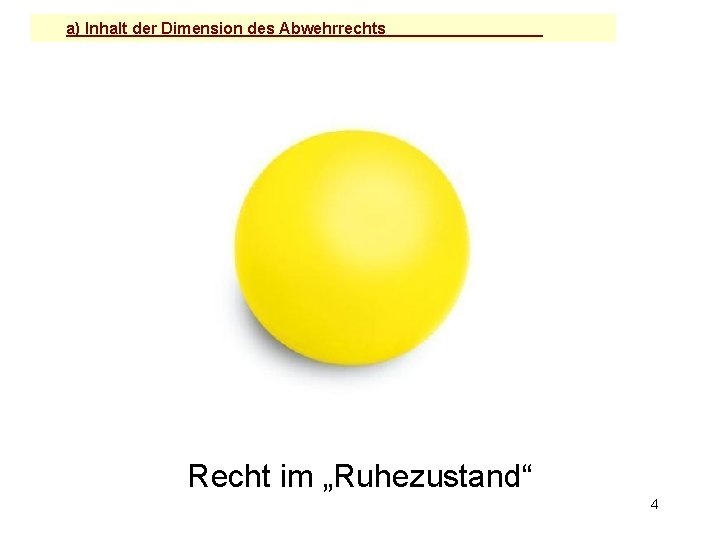 a) Inhalt der Dimension des Abwehrrechts Recht im „Ruhezustand“ 4 