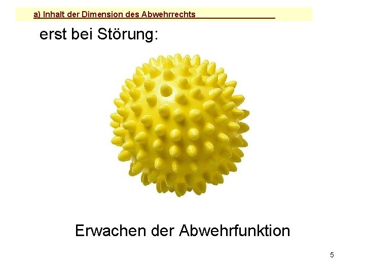 a) Inhalt der Dimension des Abwehrrechts erst bei Störung: Erwachen der Abwehrfunktion 5 