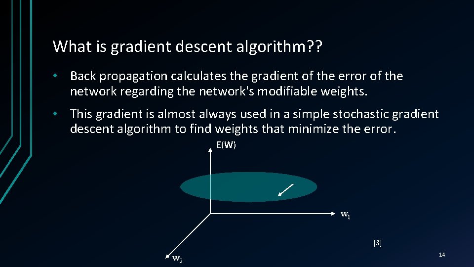 What is gradient descent algorithm? ? • Back propagation calculates the gradient of the