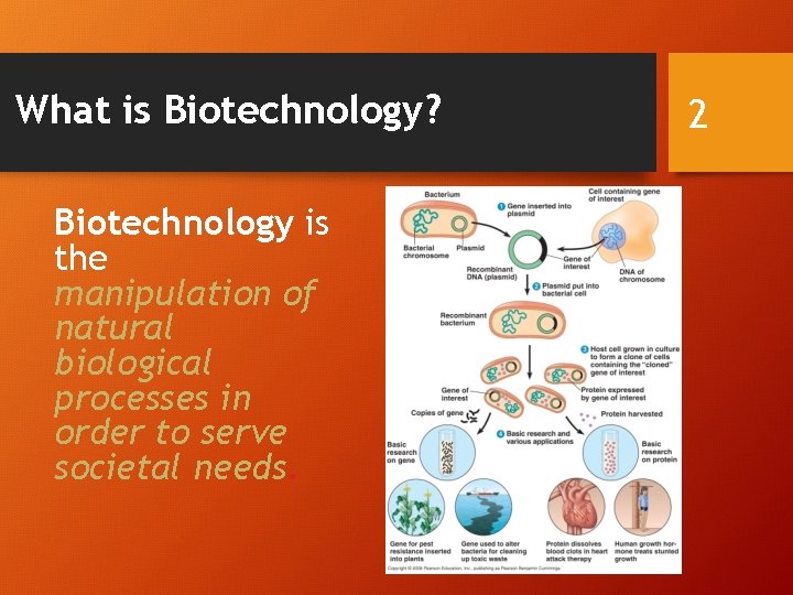 What is Biotechnology? Biotechnology is the manipulation of natural biological processes in order to