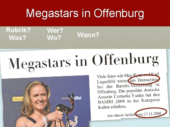 Megastars in Offenburg Rubrik? Was? Wer? Wo? Wann? Megastars in Offenburg Rubrik? Was? Wer? Wo? Wann?
