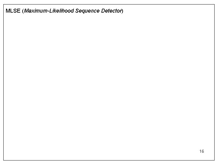 MLSE (Maximum-Likelihood Sequence Detector) 16 