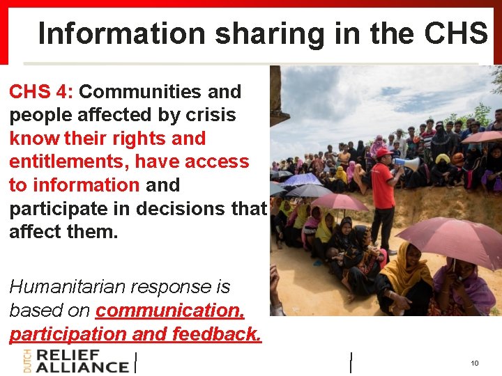 Information sharing in the CHS 4: Communities and people affected by crisis know their