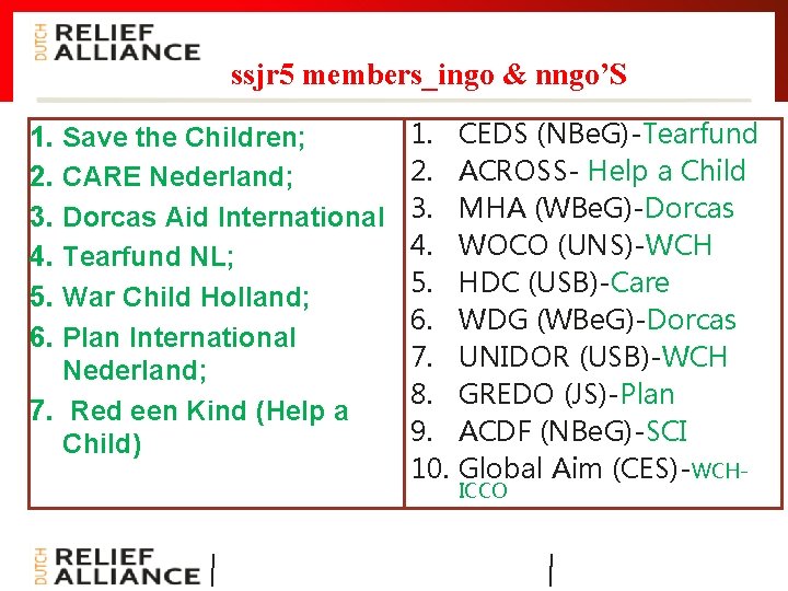 ssjr 5 members_ingo & nngo’S 1. 2. 3. 4. 5. 6. Save the Children;