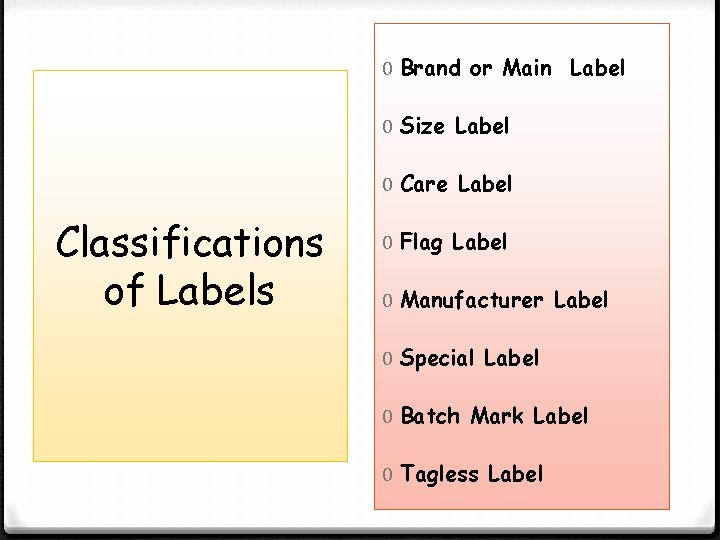 0 Brand or Main Label 0 Size Label 0 Care Label Classifications of Labels