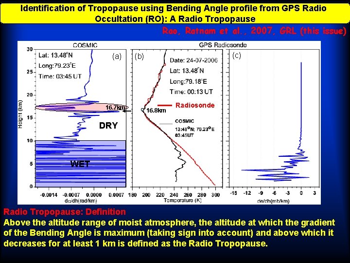 Identification of Tropopause using Bending Angle profile from GPS Radio Occultation (RO): A Radio