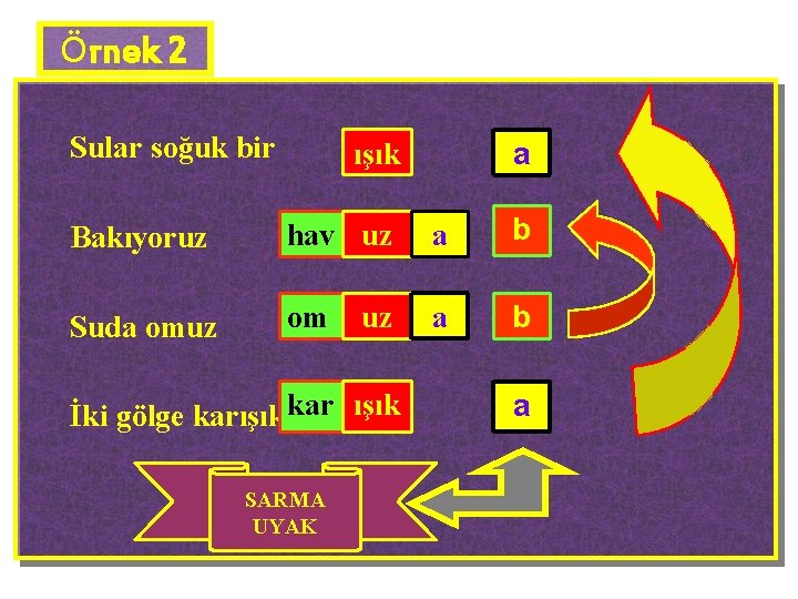 Örnek 2 Sular soğuk bir a ışık Bakıyoruz hav uz a b Suda omuz