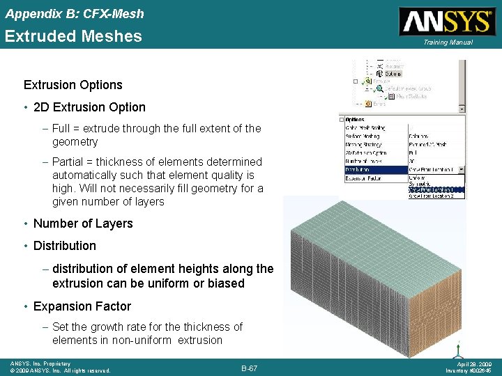 Appendix B: CFX-Mesh Extruded Meshes Training Manual Extrusion Options • 2 D Extrusion Option