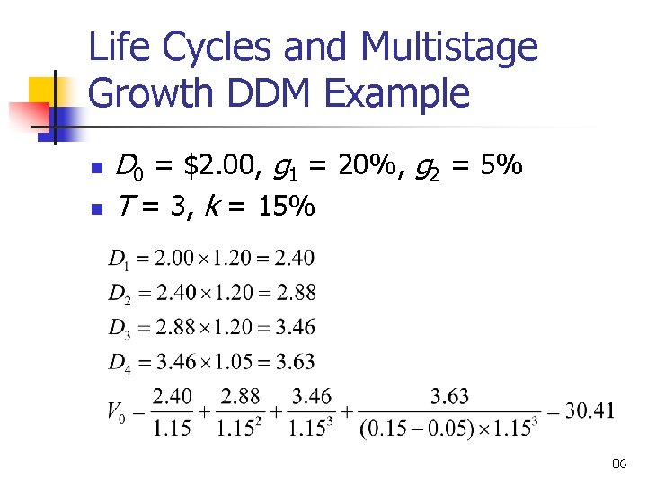 Life Cycles and Multistage Growth DDM Example n n D 0 = $2. 00,