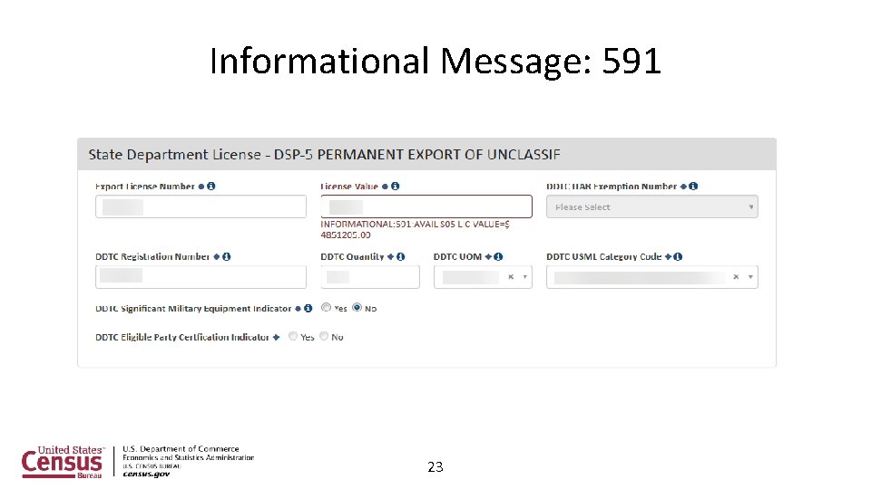 Informational Message: 591 23 