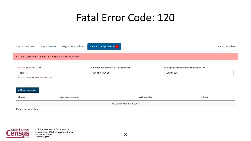 Fatal Error Code: 120 8 