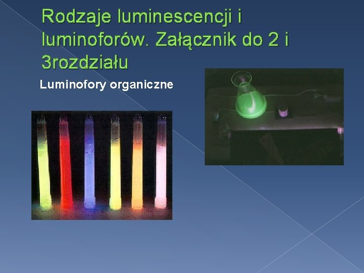 Rodzaje luminescencji i luminoforów. Załącznik do 2 i 3 rozdziału Luminofory organiczne 