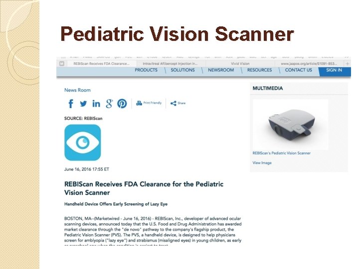 Pediatric Vision Scanner 