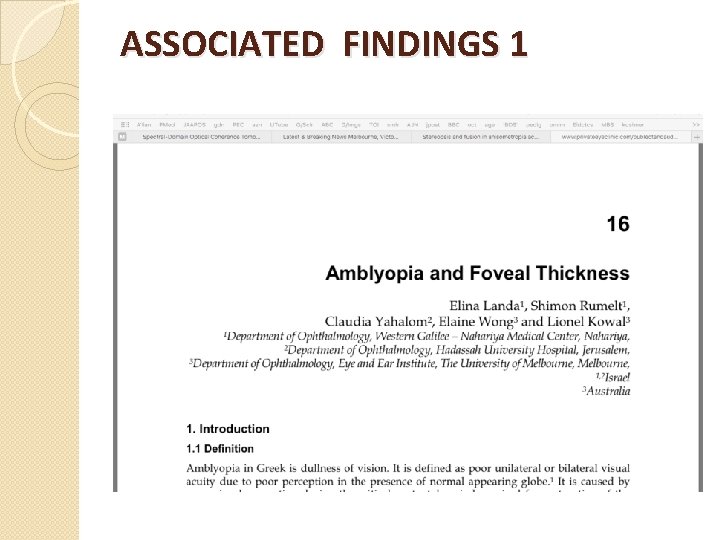 ASSOCIATED FINDINGS 1 